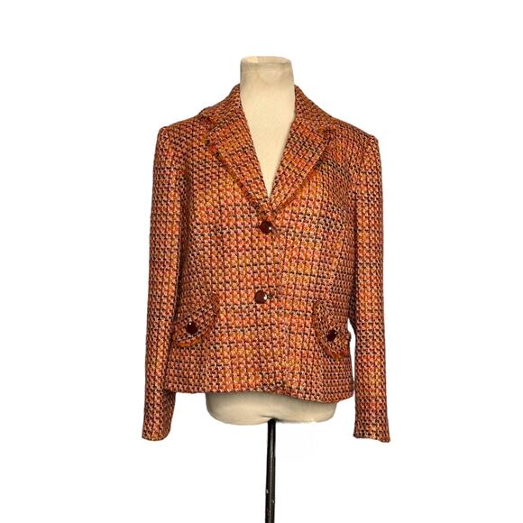 Requirements orange pink woven Fall Blazer size 14P - Picture 11 of 11